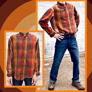 - Irvine Park Sz M Fall Harvest Plaid Button Down Shirt! EUC!